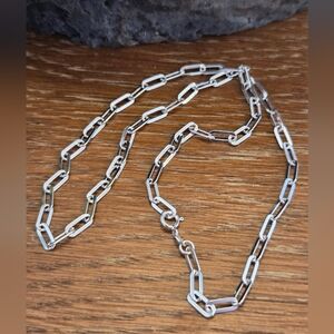 Stunning Sterling Silver Italy Paperclip Link Necklace